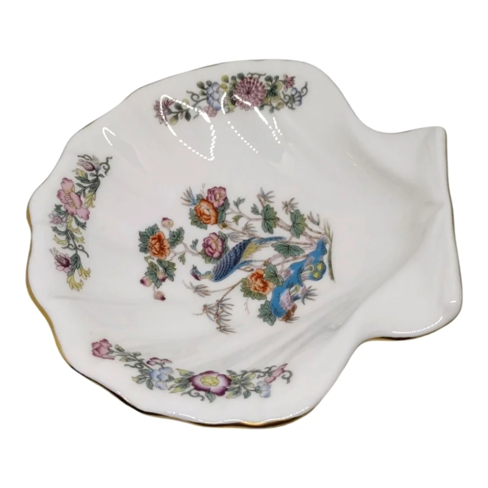 Vtg. Wedgwood Bone‎ China Clam Shell Discontinued Kutani Crane Trinket Soap Dish